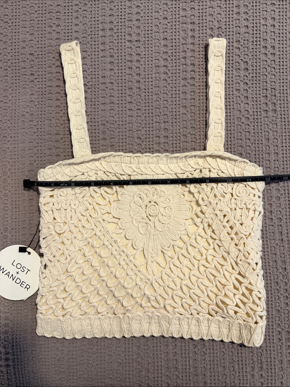 Lost + Wander Lucia Crochet Floral Crop Top - Cream - Picture 7 of 8